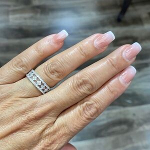 Sterling silver eternity Wedding Band CZ stones